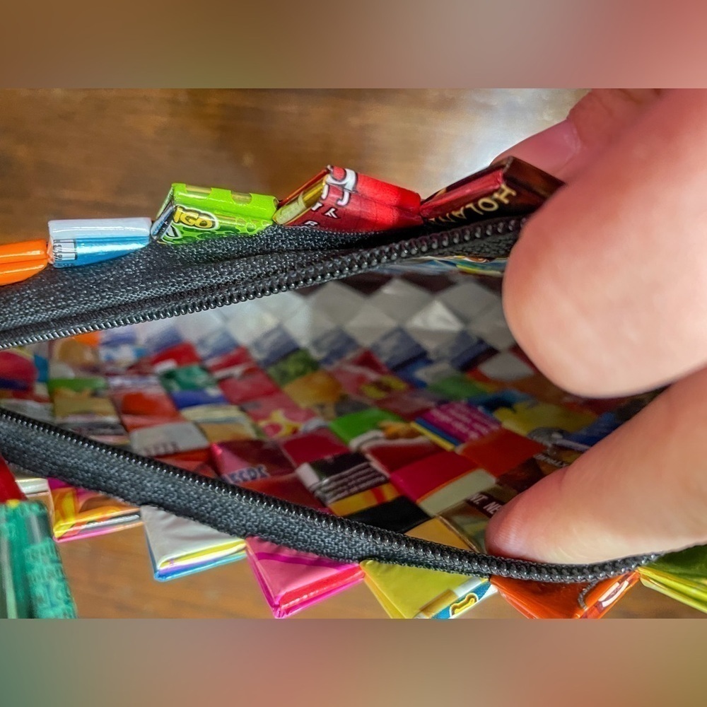 Colorful Candy Wrapper Woven Purse | Eco-Friendly Handmade Shoulder Bag - Picture 10 of 13